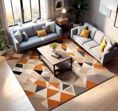 Handcrafted Triangle Geometric Living Room Rug